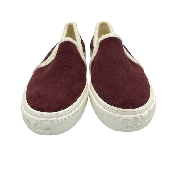Keds Double Decker Maroon Maroon Suede Faux Shearling Lined Slip On Sneakers - Picture 3 of 13